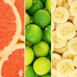 Colorful ripe fruit collage